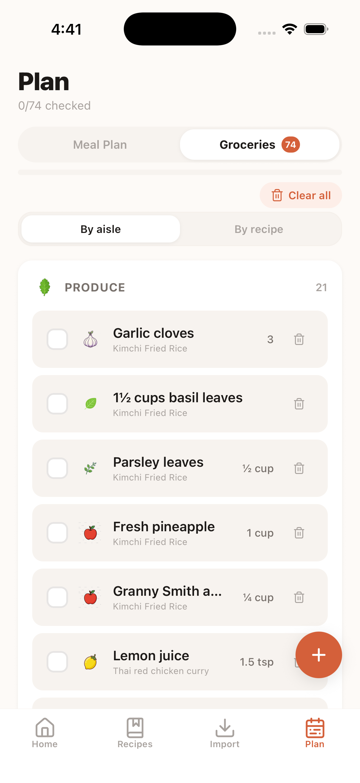 One tap, full shopping list